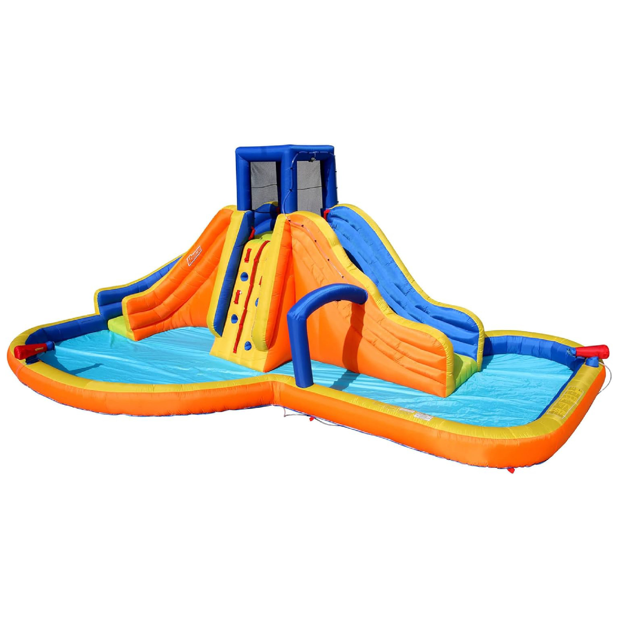 Banzai shops 90494 sidewinder falls inflatable water slide with tunnel ramp slide